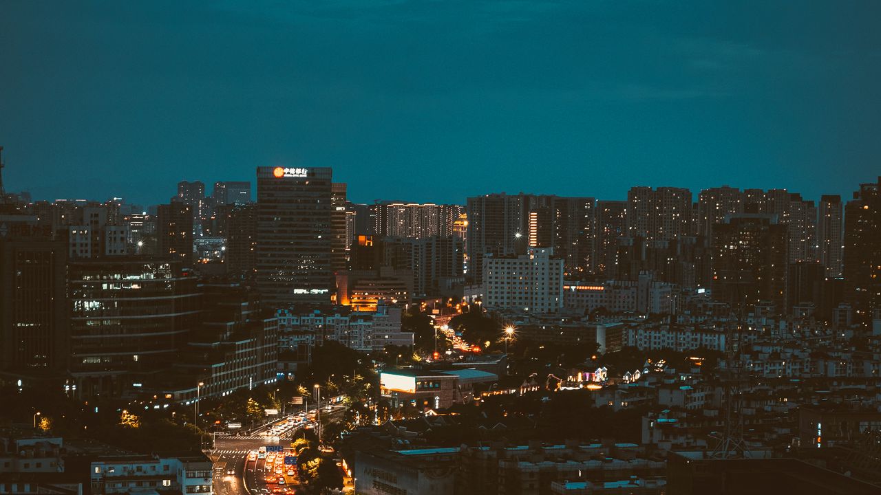 Wallpaper night city, city, lights, architecture, buildings