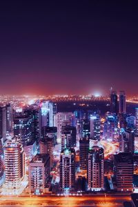 Preview wallpaper night city, city lights, aerial view, metropolis, dubai, united arab emirates