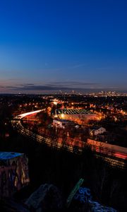 Preview wallpaper night city, city lights, aerial view, sunset, boston