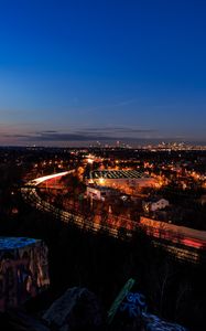 Preview wallpaper night city, city lights, aerial view, sunset, boston