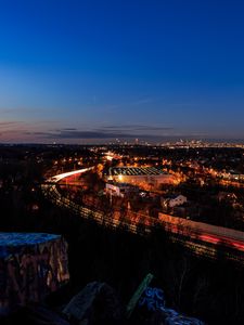 Preview wallpaper night city, city lights, aerial view, sunset, boston