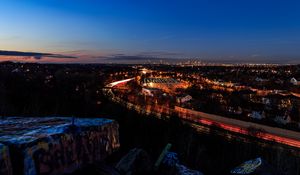 Preview wallpaper night city, city lights, aerial view, sunset, boston