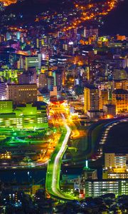 Preview wallpaper night city, city lights, aerial view, japan