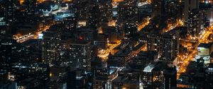 Preview wallpaper night city, city lights, aerial view, overview, buildings