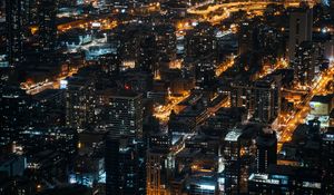 Preview wallpaper night city, city lights, aerial view, overview, buildings