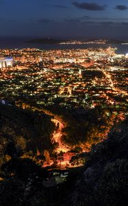 Preview wallpaper night city, city lights, aerial view, night, toulon, france