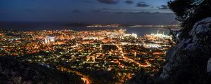 Preview wallpaper night city, city lights, aerial view, night, toulon, france