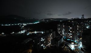 Preview wallpaper night city, city lights, aerial view, buildings, night