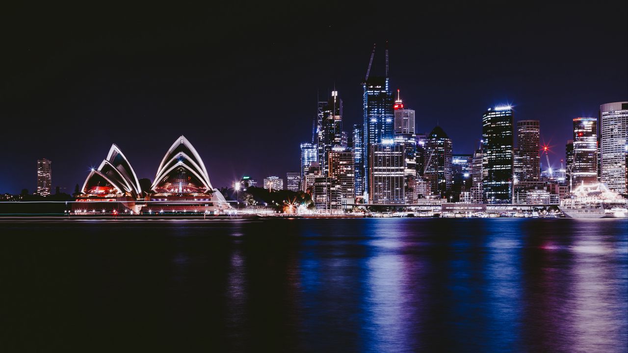Wallpaper night city, city lights, architecture, sydney, australia