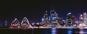 Preview wallpaper night city, city lights, architecture, sydney, australia