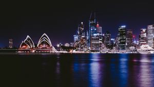 Preview wallpaper night city, city lights, architecture, sydney, australia