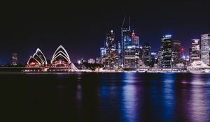 Preview wallpaper night city, city lights, architecture, sydney, australia