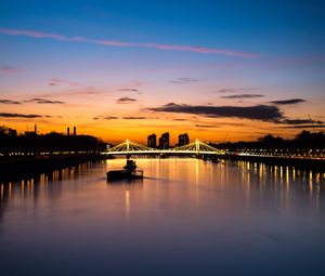 Preview wallpaper night city, city lights, bridge, river, london