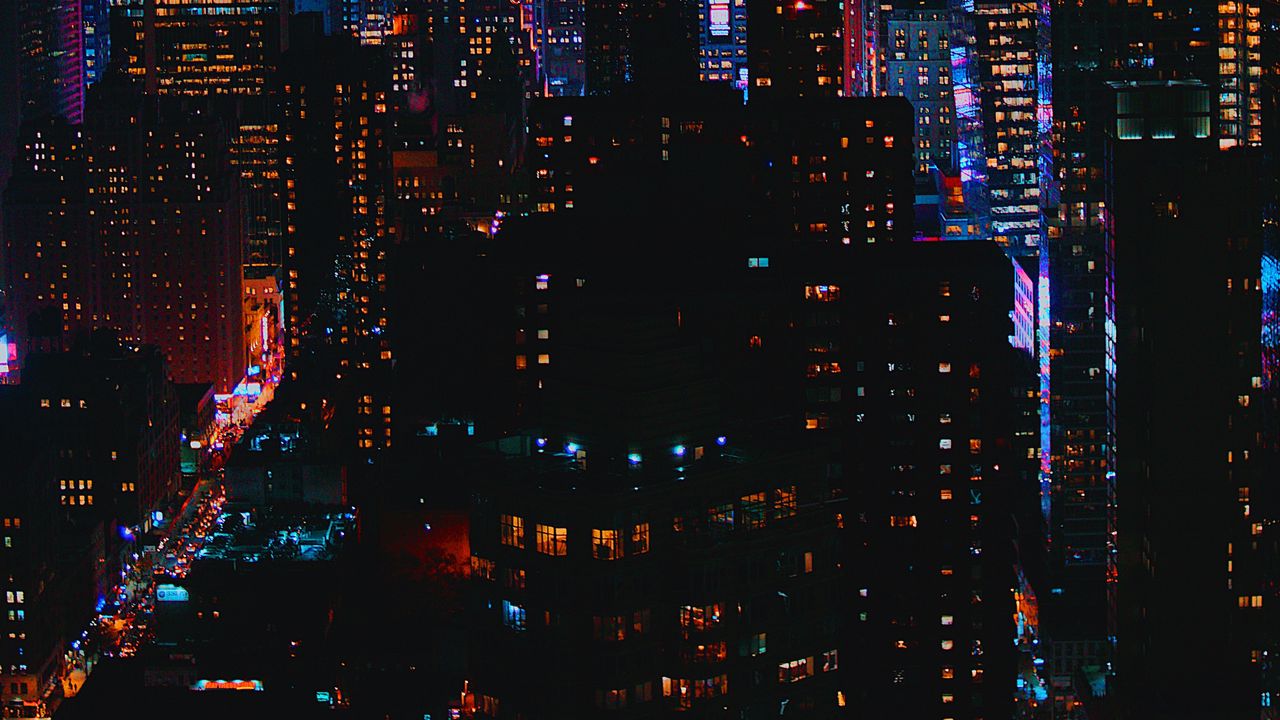 Wallpaper night city, city lights, buildings, skyscrapers, night