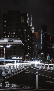 Preview wallpaper night city, city lights, buildings, architecture, long exposure