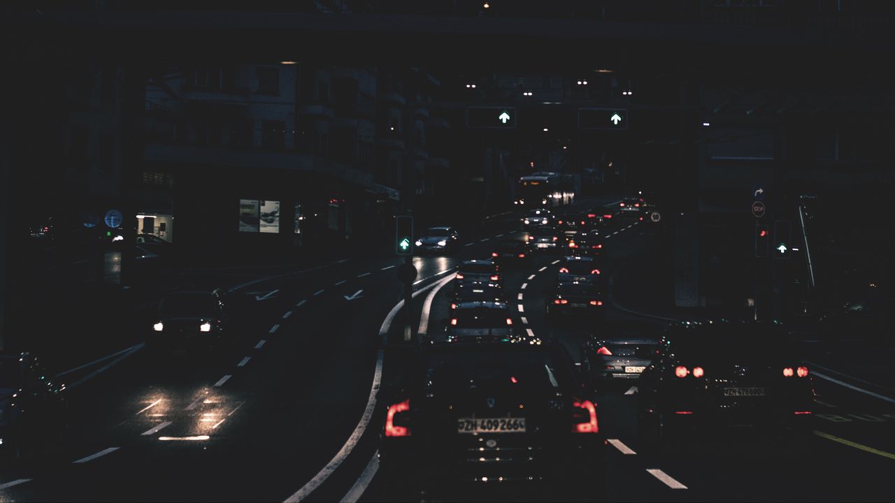 Wallpaper night city, city lights, cars, traffic, street