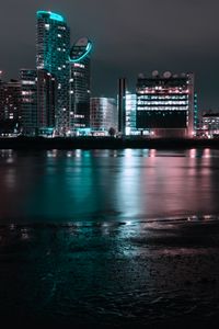Preview wallpaper night city, city lights, coast, panorama, river, london, uk