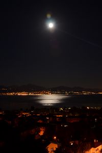 Preview wallpaper night city, city lights, lake geneva