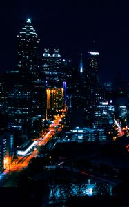 Preview wallpaper night city, city lights, light, buildings