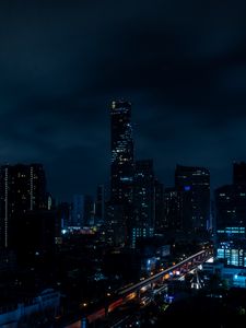 Preview wallpaper night city, city lights, lighting, darkness, thailand