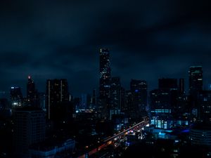Preview wallpaper night city, city lights, lighting, darkness, thailand