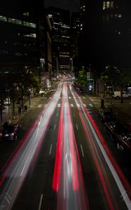 Preview wallpaper night city, city lights, long exposure