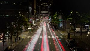 Preview wallpaper night city, city lights, long exposure