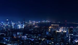 Preview wallpaper night city, city lights, metropolis, night