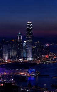 Preview wallpaper night city, city lights, metropolis, skyscrapers, hong kong