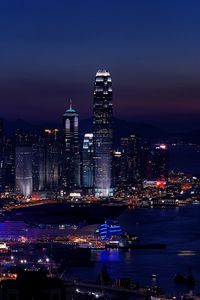 Preview wallpaper night city, city lights, metropolis, skyscrapers, hong kong