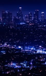 Preview wallpaper night city, city lights, overview, aerial view