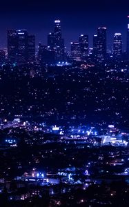 Preview wallpaper night city, city lights, overview, aerial view