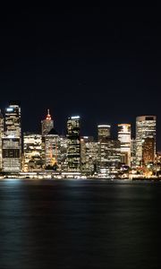 Preview wallpaper night city, city lights, panorama, shore, sydney, australia