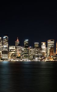 Preview wallpaper night city, city lights, panorama, shore, sydney, australia