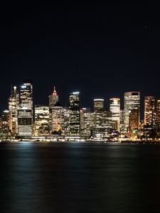 Preview wallpaper night city, city lights, panorama, shore, sydney, australia