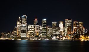 Preview wallpaper night city, city lights, panorama, shore, sydney, australia