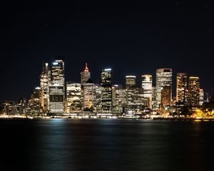 Preview wallpaper night city, city lights, panorama, shore, sydney, australia