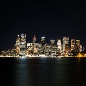 Preview wallpaper night city, city lights, panorama, shore, sydney, australia