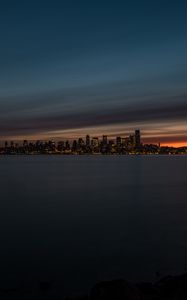 Preview wallpaper night city, city lights, panorama, coast, seattle, united states