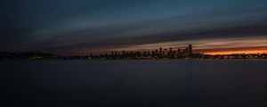 Preview wallpaper night city, city lights, panorama, coast, seattle, united states