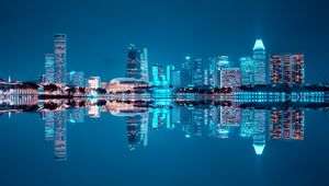 Preview wallpaper night city, city lights, panorama, metropolis