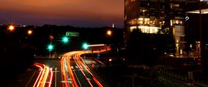 Preview wallpaper night city, city lights, road, light, building, arlington, united states