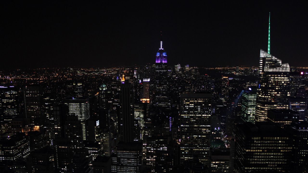 Wallpaper night city, city lights, skyscrapers, night, skyline, new york, usa