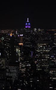 Preview wallpaper night city, city lights, skyscrapers, night, skyline, new york, usa