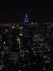 Preview wallpaper night city, city lights, skyscrapers, night, skyline, new york, usa