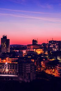 Preview wallpaper night city, city lights, sunset, buildings, sky, architecture