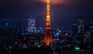 Preview wallpaper night city, city lights, tokyo, tower