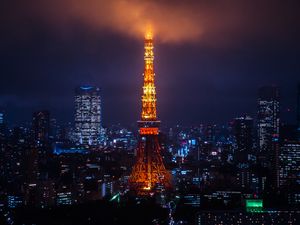 Preview wallpaper night city, city lights, tokyo, tower
