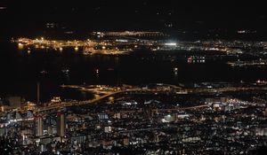 Preview wallpaper night city, city lights, top view, kansai, japan