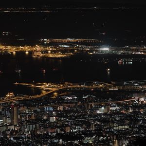 Preview wallpaper night city, city lights, top view, kansai, japan